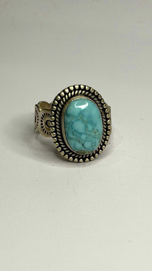 Adjustable Vintage 925 Sterling Silver Blue Turquoise Ring
