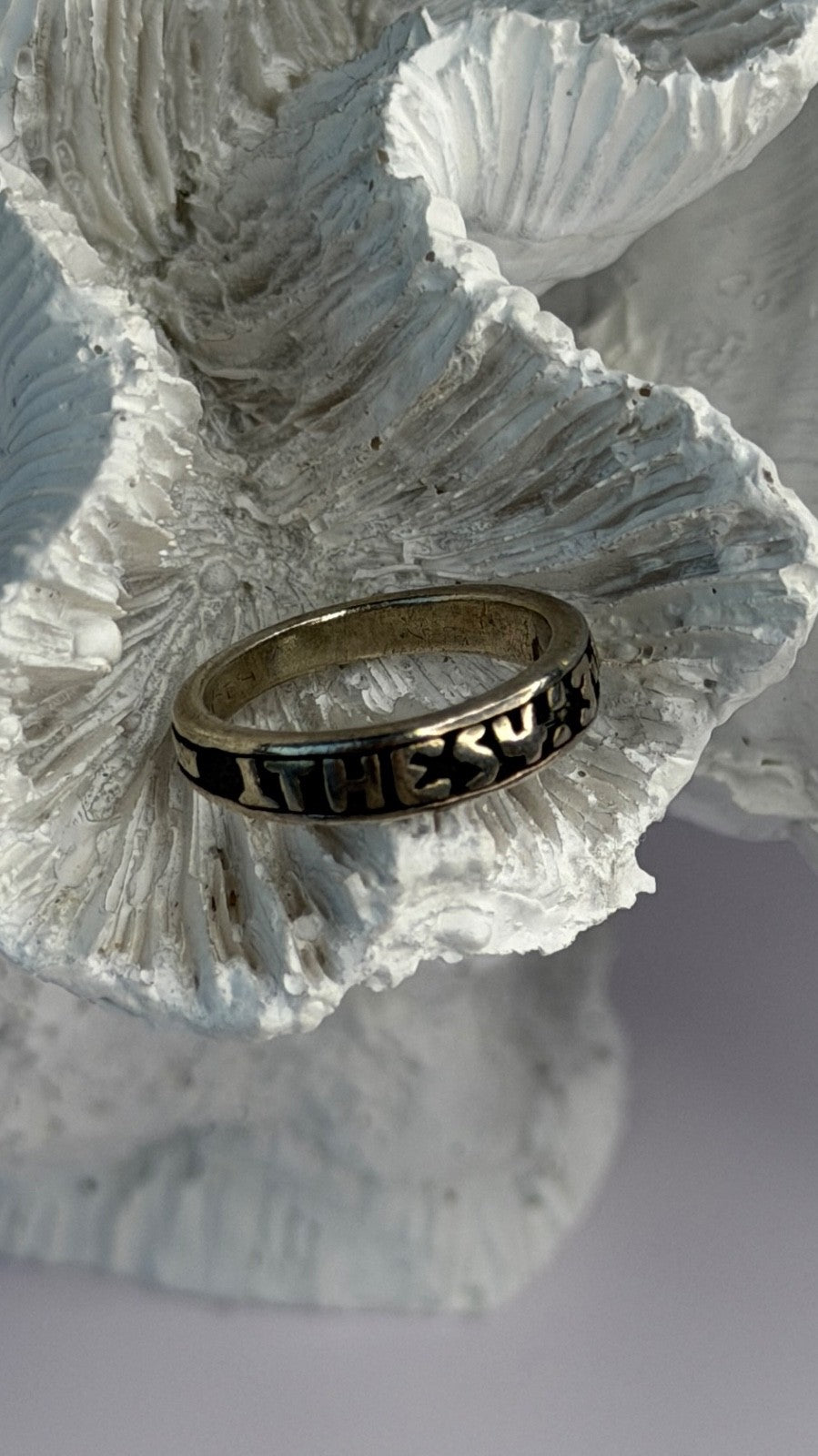 Vintage Religious 925 Sterling Silver Ithes 4:3-4 Ring Size 4.5