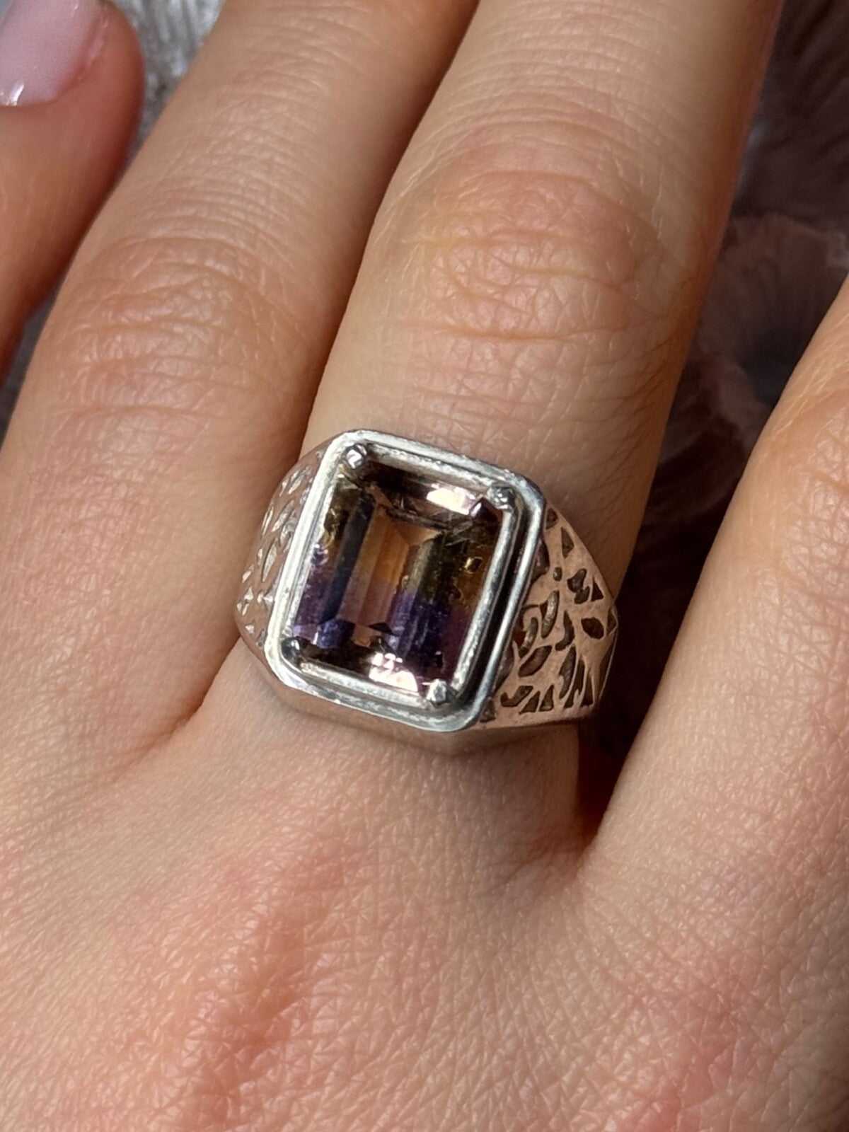 925 Sterling Silver Spinel Men's Ring Size 8