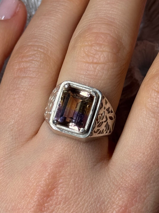 925 Sterling Silver Spinel Men's Ring Size 8