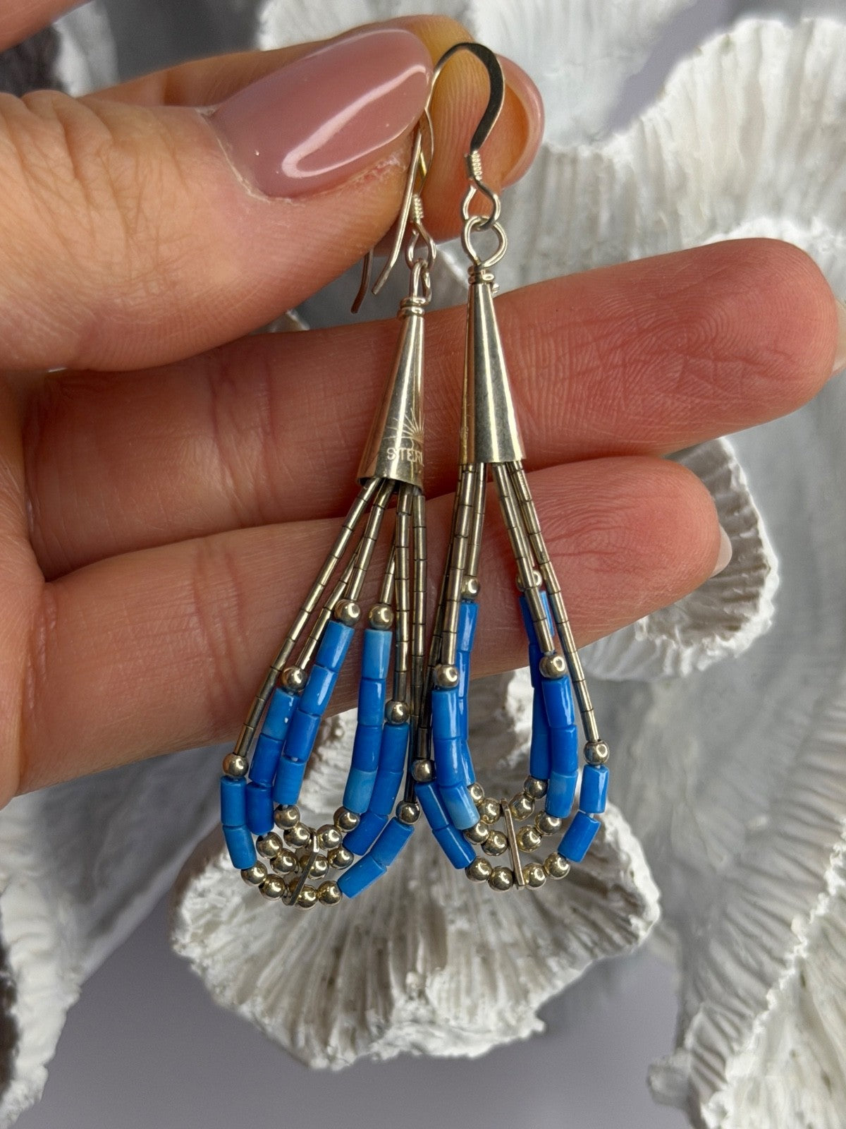 Native American 925 Sterling Silver Blue Lapis Earrings