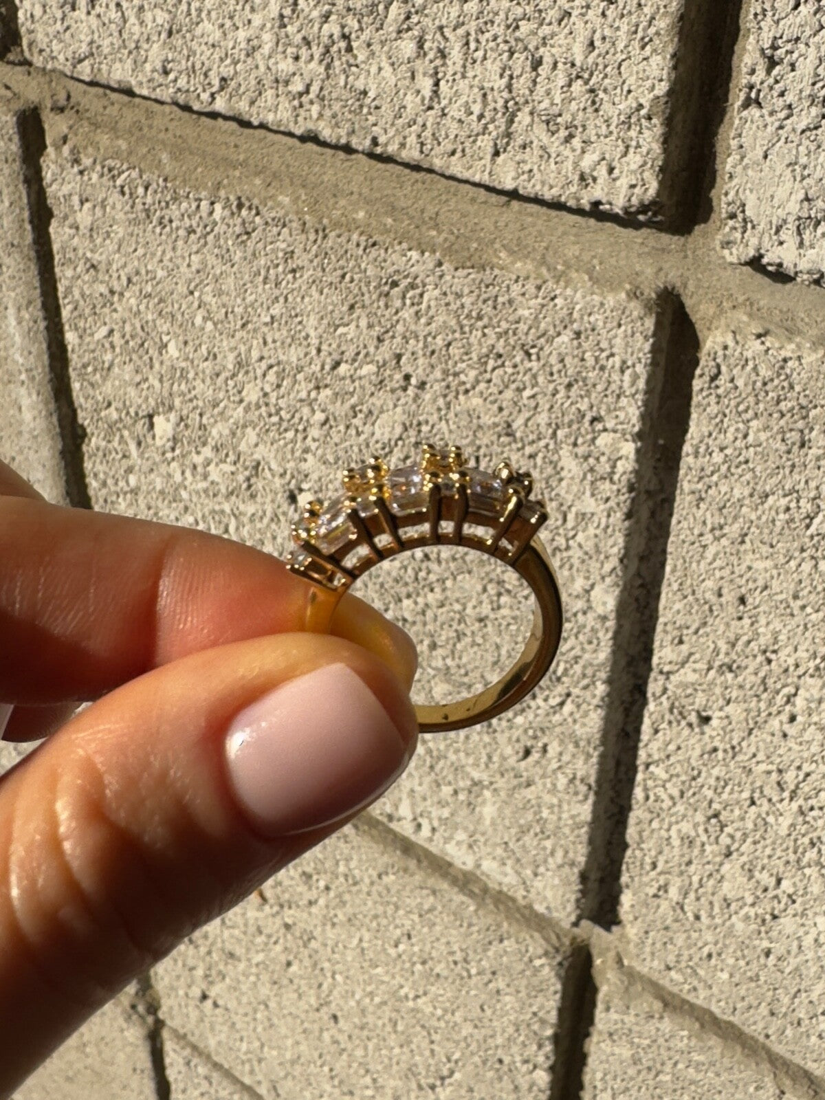 925 Sterling Silver Gold Plated CZ Ring Size 7