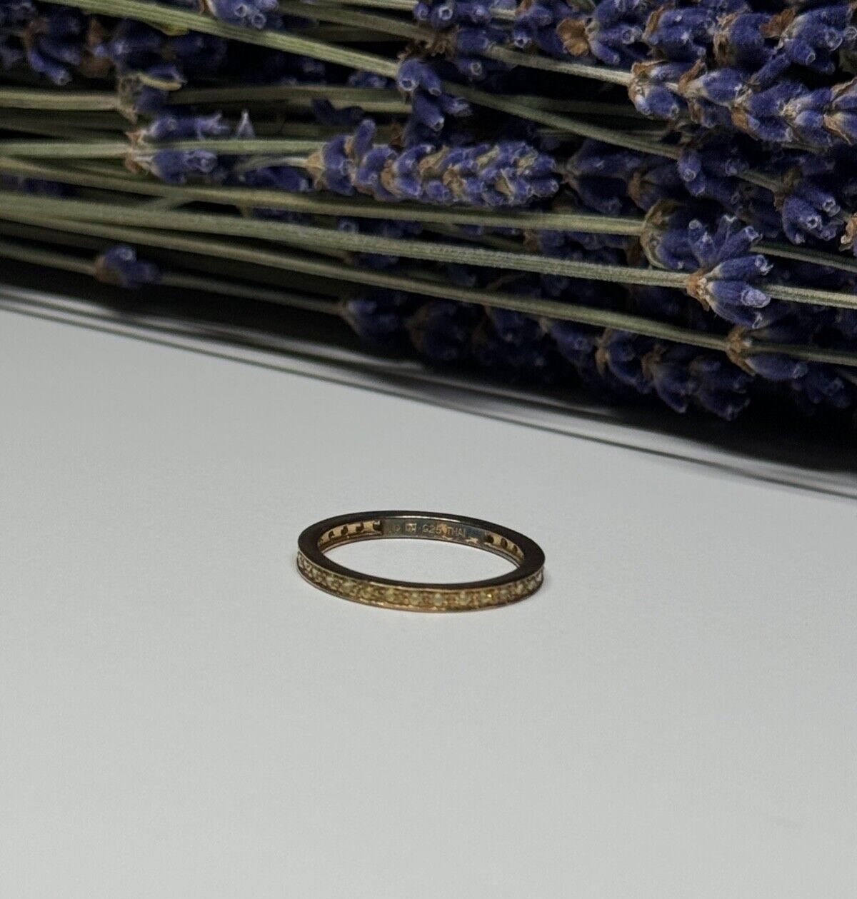 925 Sterling Silver Gold Plated CZ Ring Size 6.5