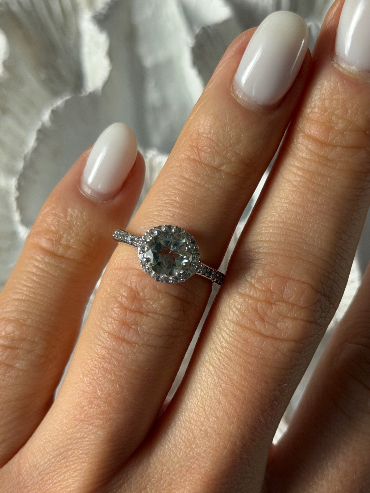 925 Sterling Silver Prasiolite Green Amethyst & Quartz Ring Size 5