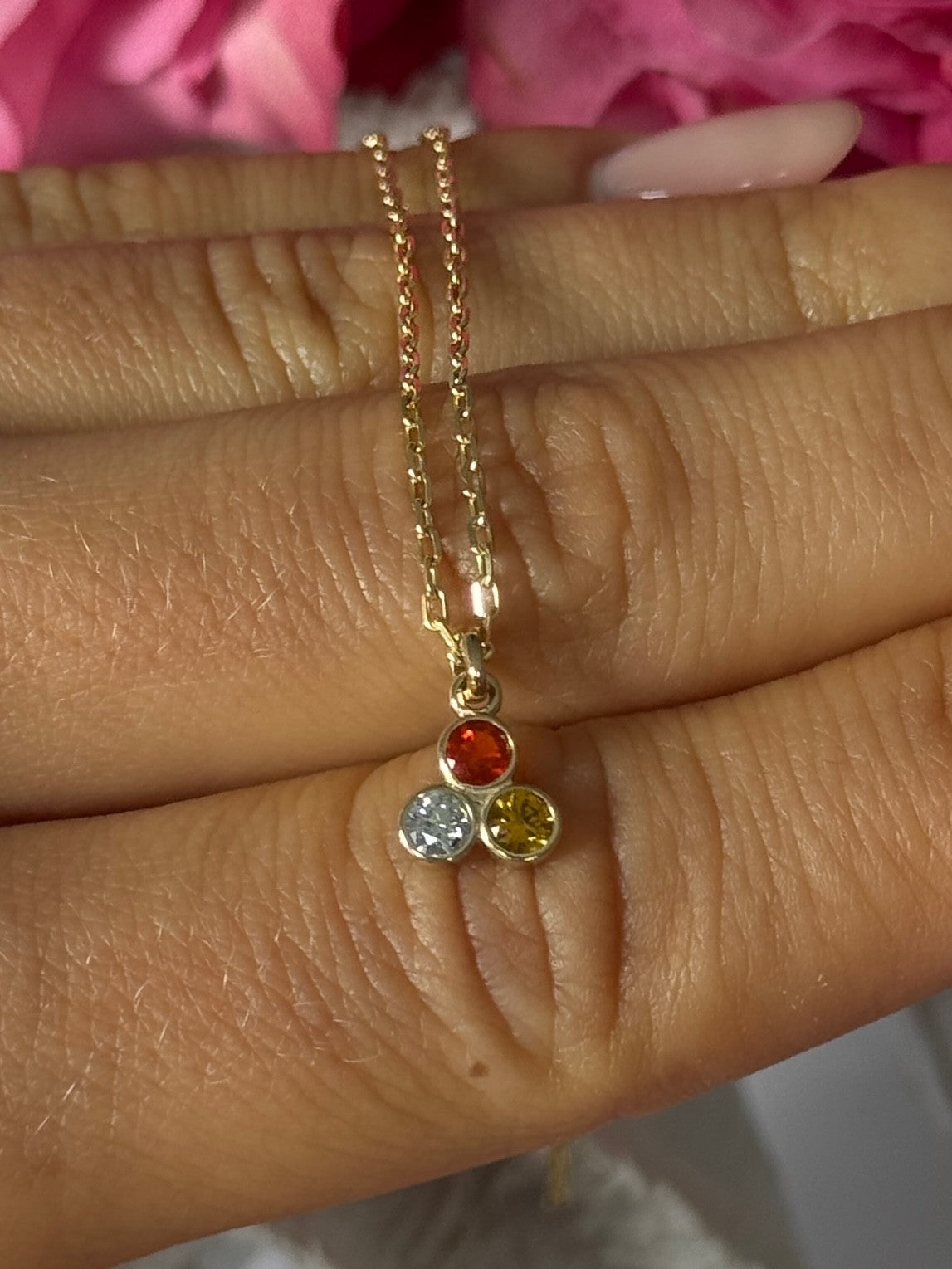 14K Yellow Gold Diamond Citrine Spinel Necklace