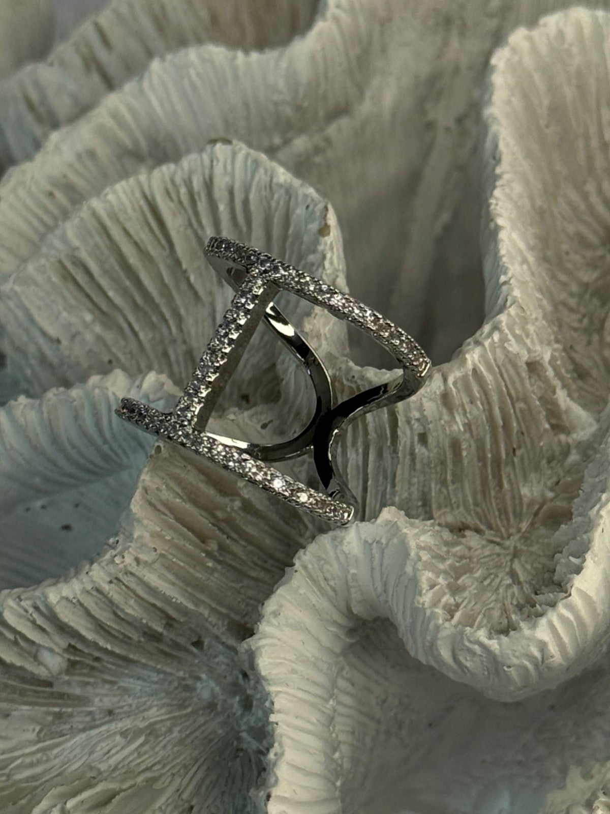 Elegant Design 925 Sterling Silver CZ Ring Size 7 & 8