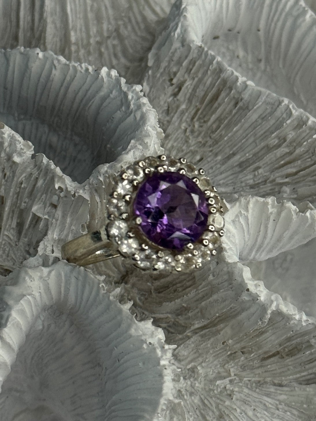 925 Sterling Silver Amethyst & Beryl Ring Size 5.5