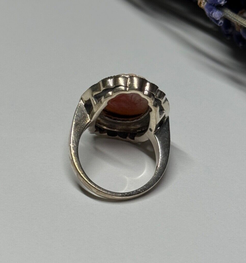 Vintage Cameo 925 Sterling Silver Ring Size 5