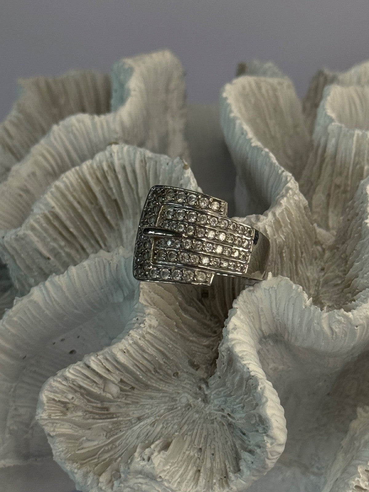 925 Sterling Silver Belt CZ Ring Size 9