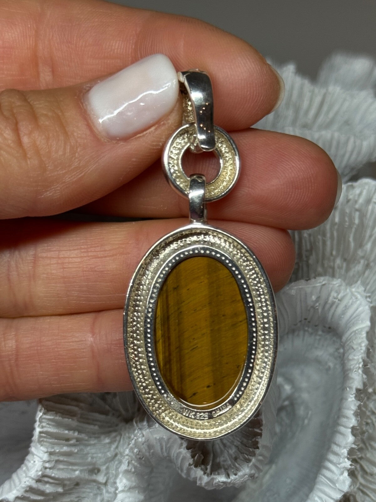925 Sterling Silver Amber Pendant Length 2.5 Inch