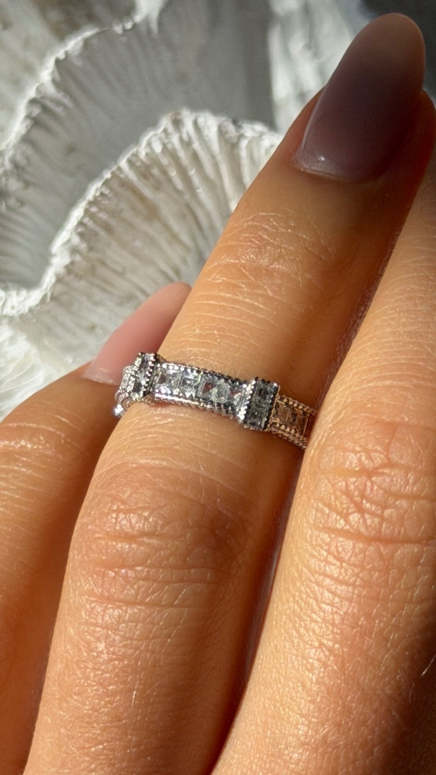 925 Sterling Silver Cz Band Ring Size 5