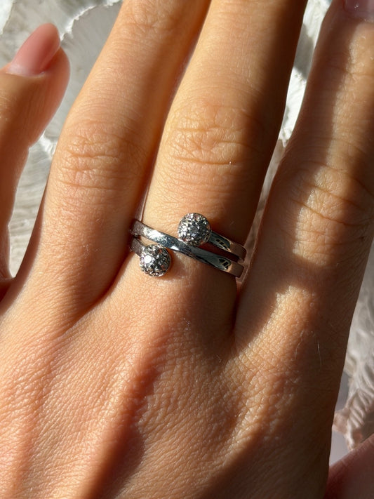 925 Sterling Silver White Topaz Ring Size 9