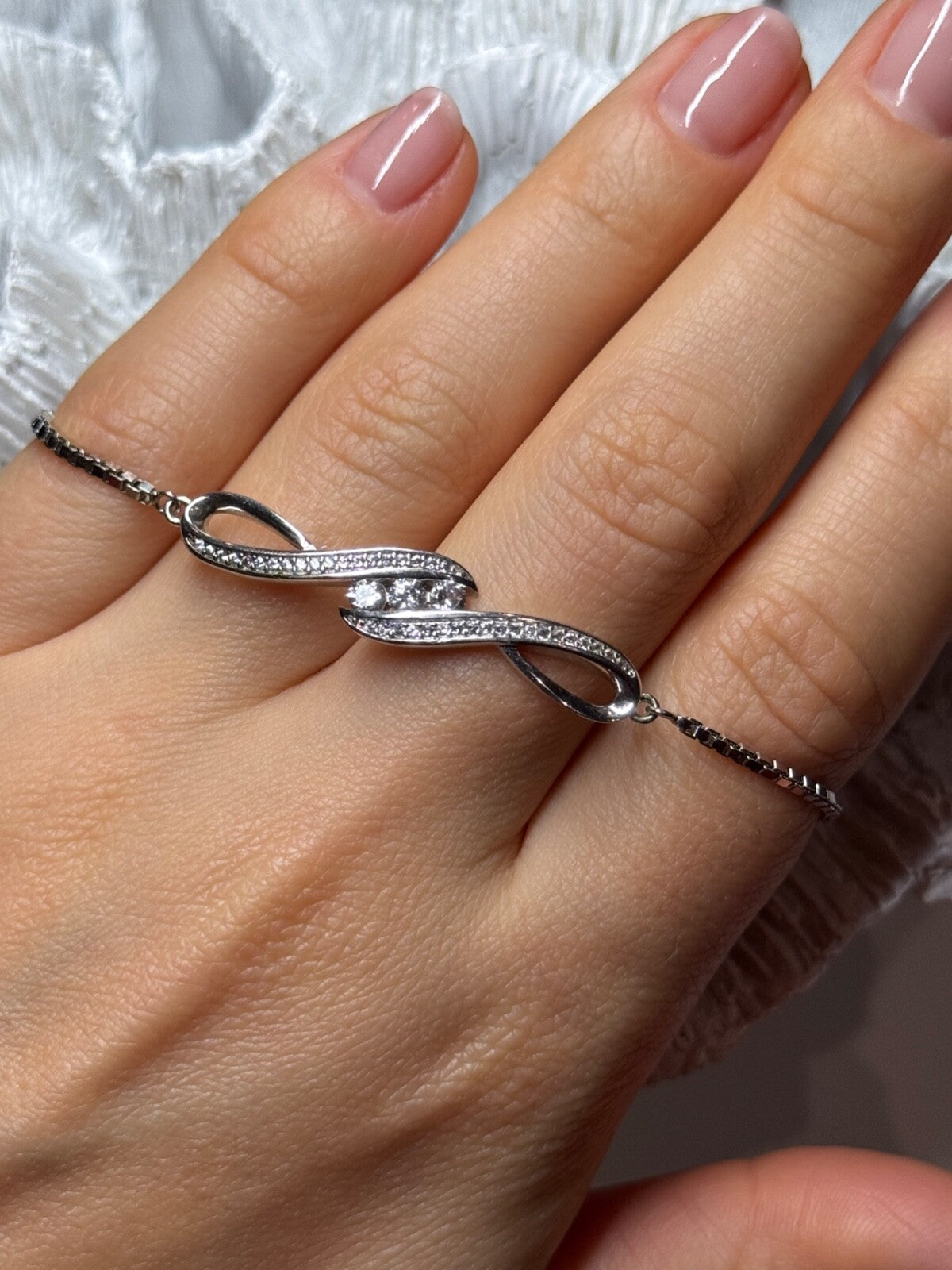 925 Sterling Silver CZ Bracelet Slider