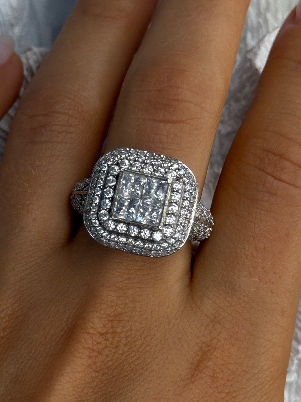 925 Sterling Silver White Tourmaline Ring Size 9