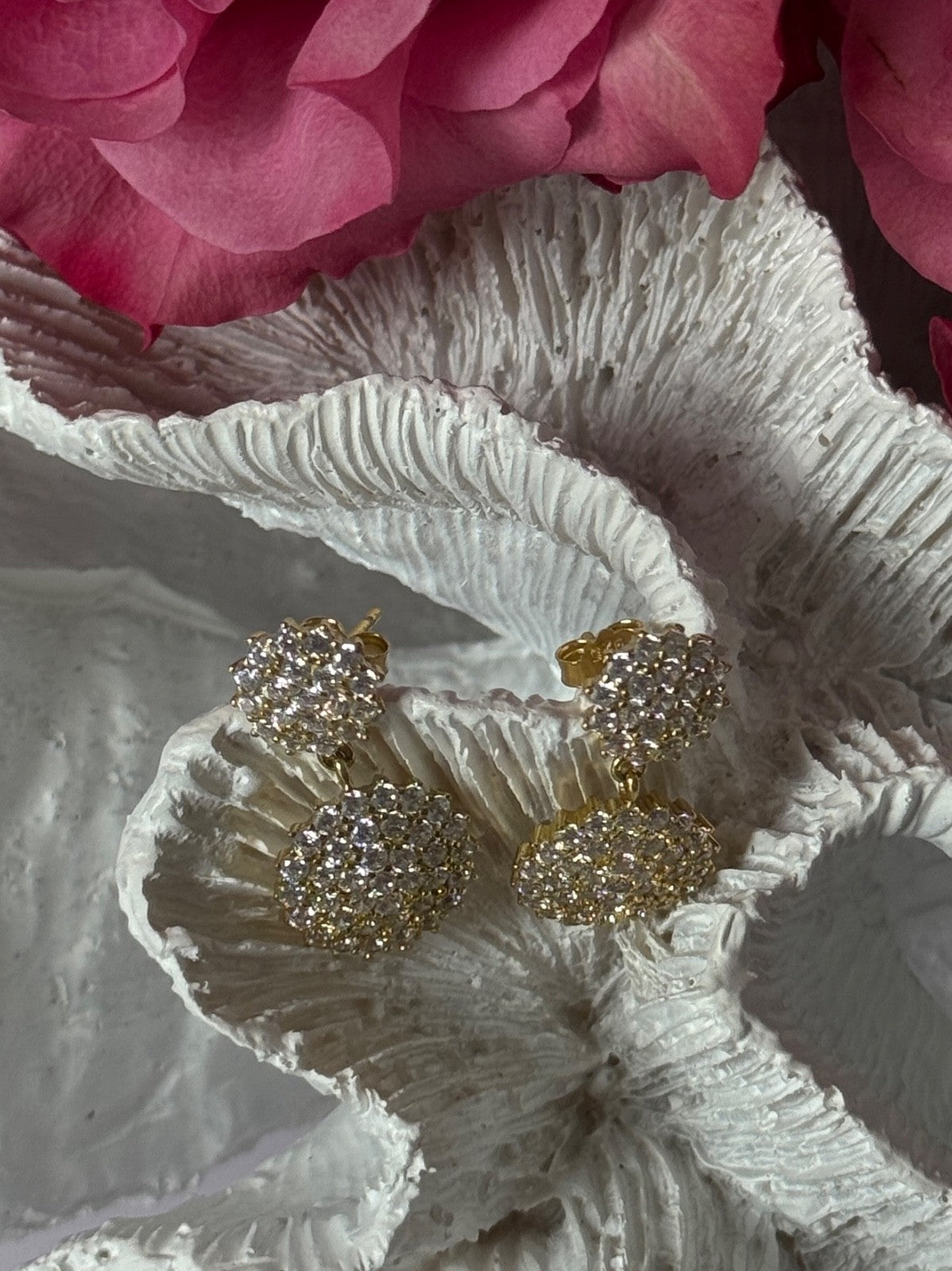 925 Sterling Gold Plated Cz Silver Earrings Length 1 inch