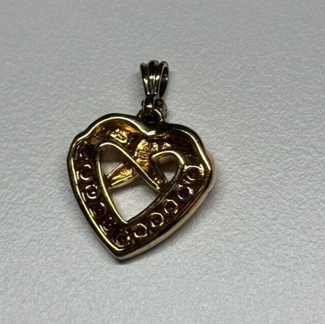 925 Sterling Silver Gold Plated Spinel Heart Pendant