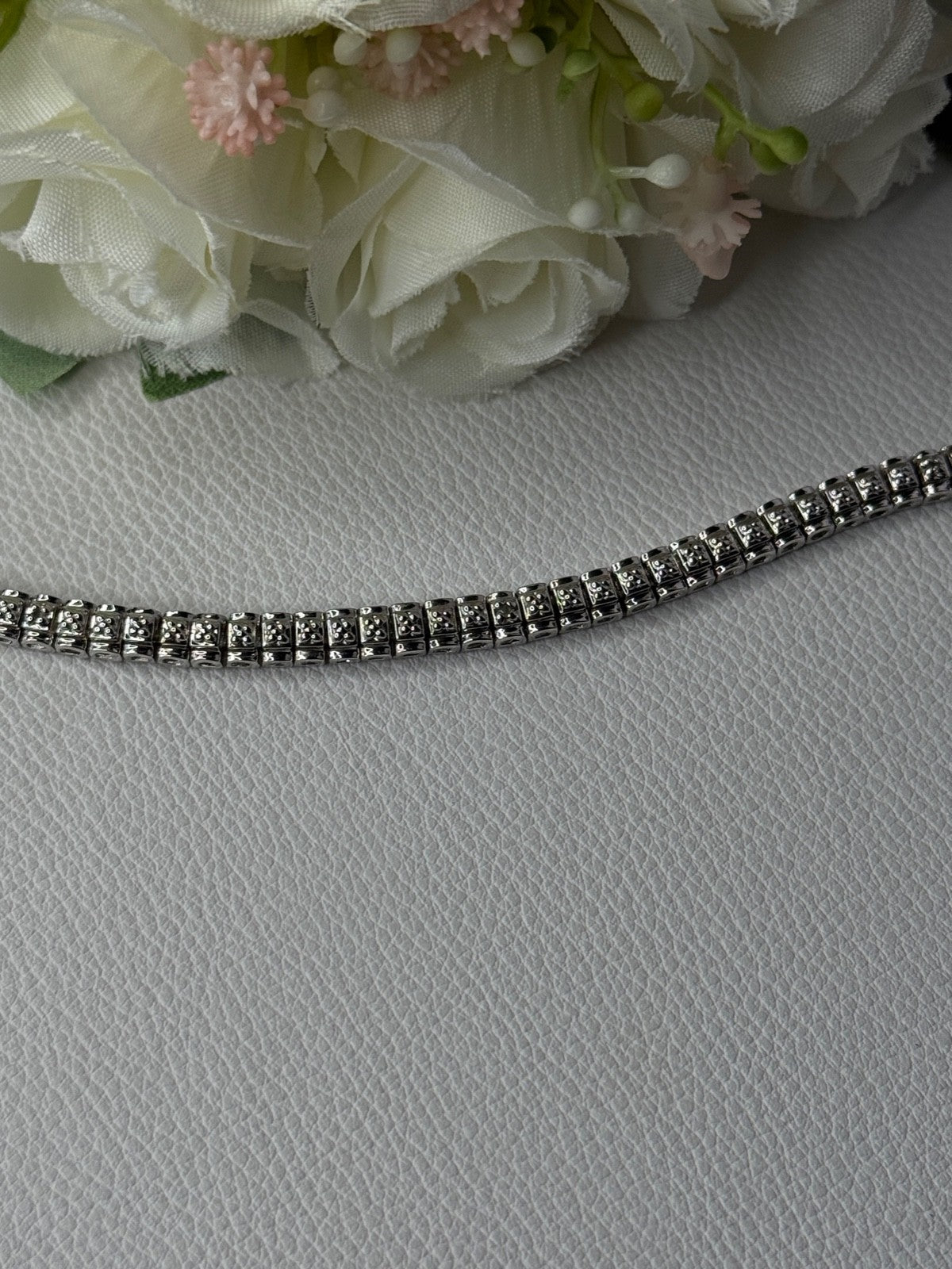 925 Sterling Silver Fas 3 Diamonds Bracelet Length 7.5 Inch