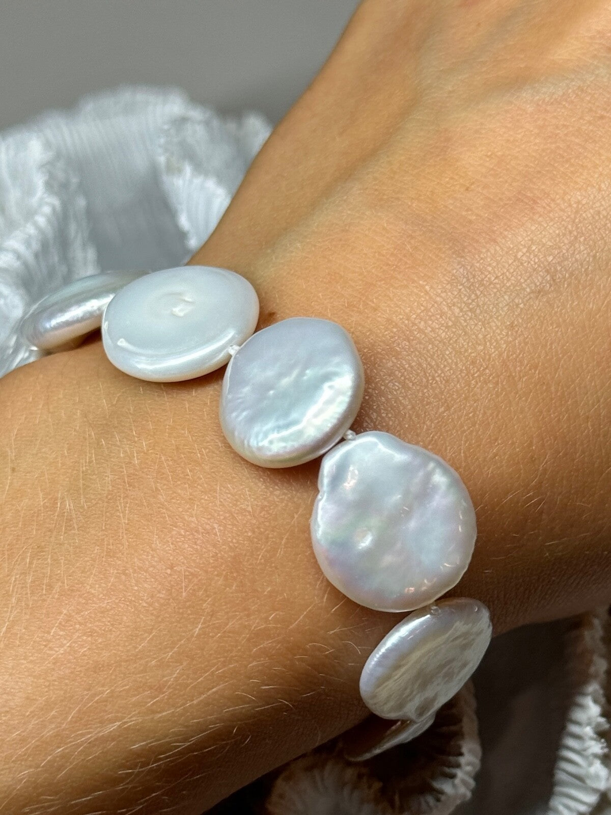 925 Sterling Silver Water Fresh Pearl Bracelet Length 8 Inch