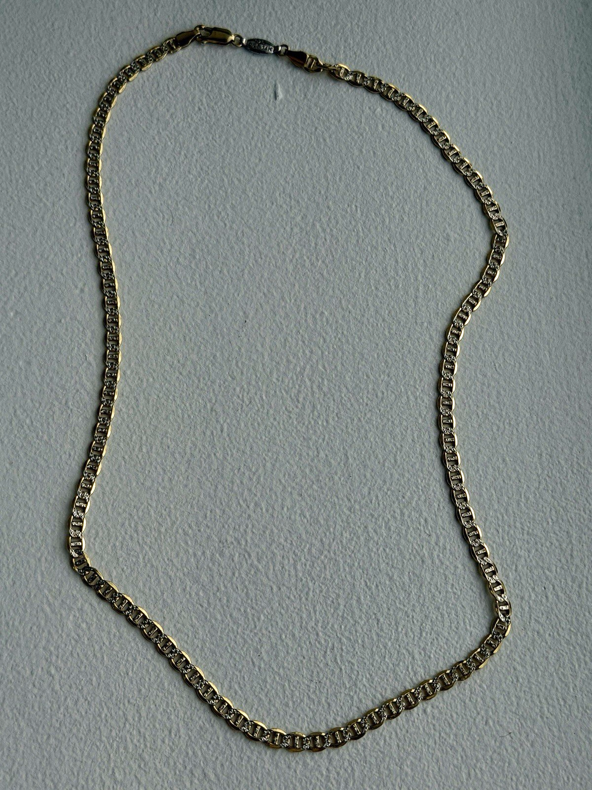 14K Yellow Gold & 925 Sterling Silver Italy Chain Necklace Length 20 in