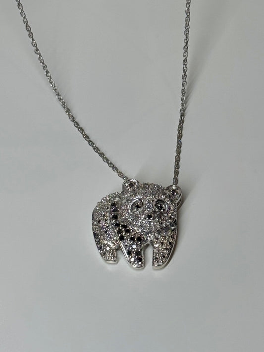925 Sterling Silver Baby Bear CZ Necklace Length 18 Inch