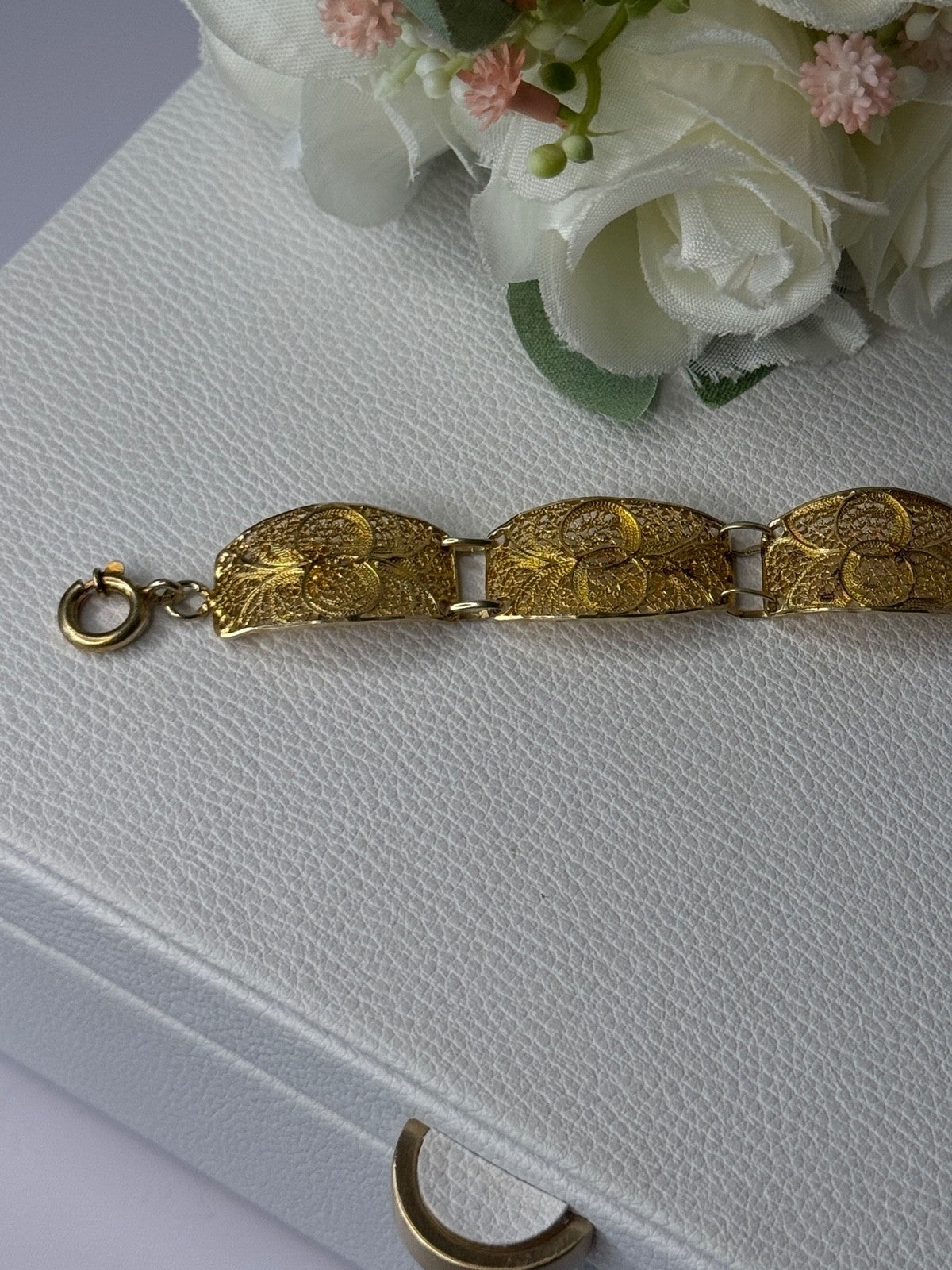 Portugal Topazio 925 Sterling Silver Gold Plated Bracelet Length 7 Inch