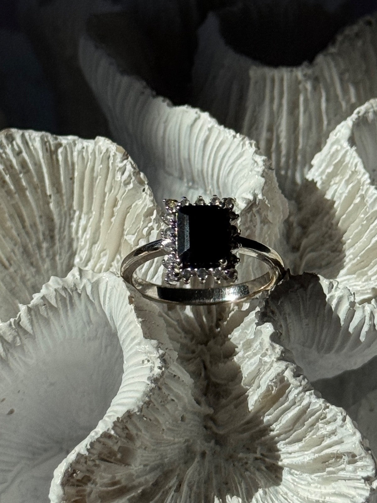 925 Sterling Silver Onyx & Beryl Ring Size 9