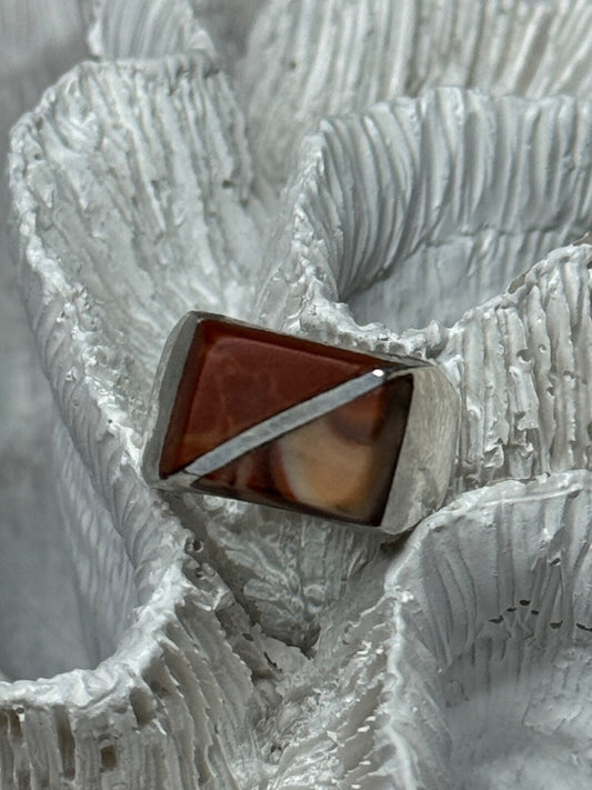 925 Sterling Silver Agate Ring Size 7