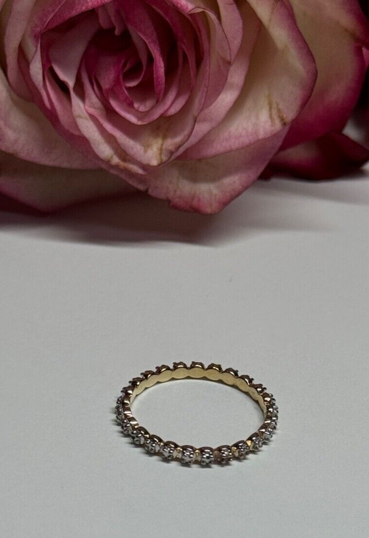 925 Sterling Silver Gold Plated CZ Ring Size 6