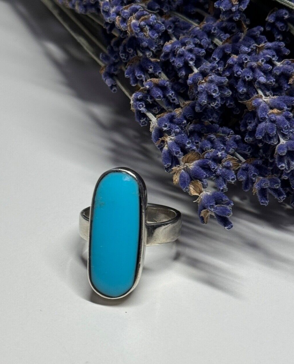 925 Sterling Silver Larimar Ring Size 8