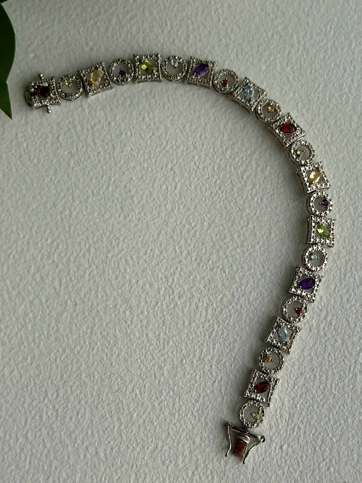 925 Sterling Silver Garnet Topaz Amethyst Peridot Citrine Bracelet 7.5