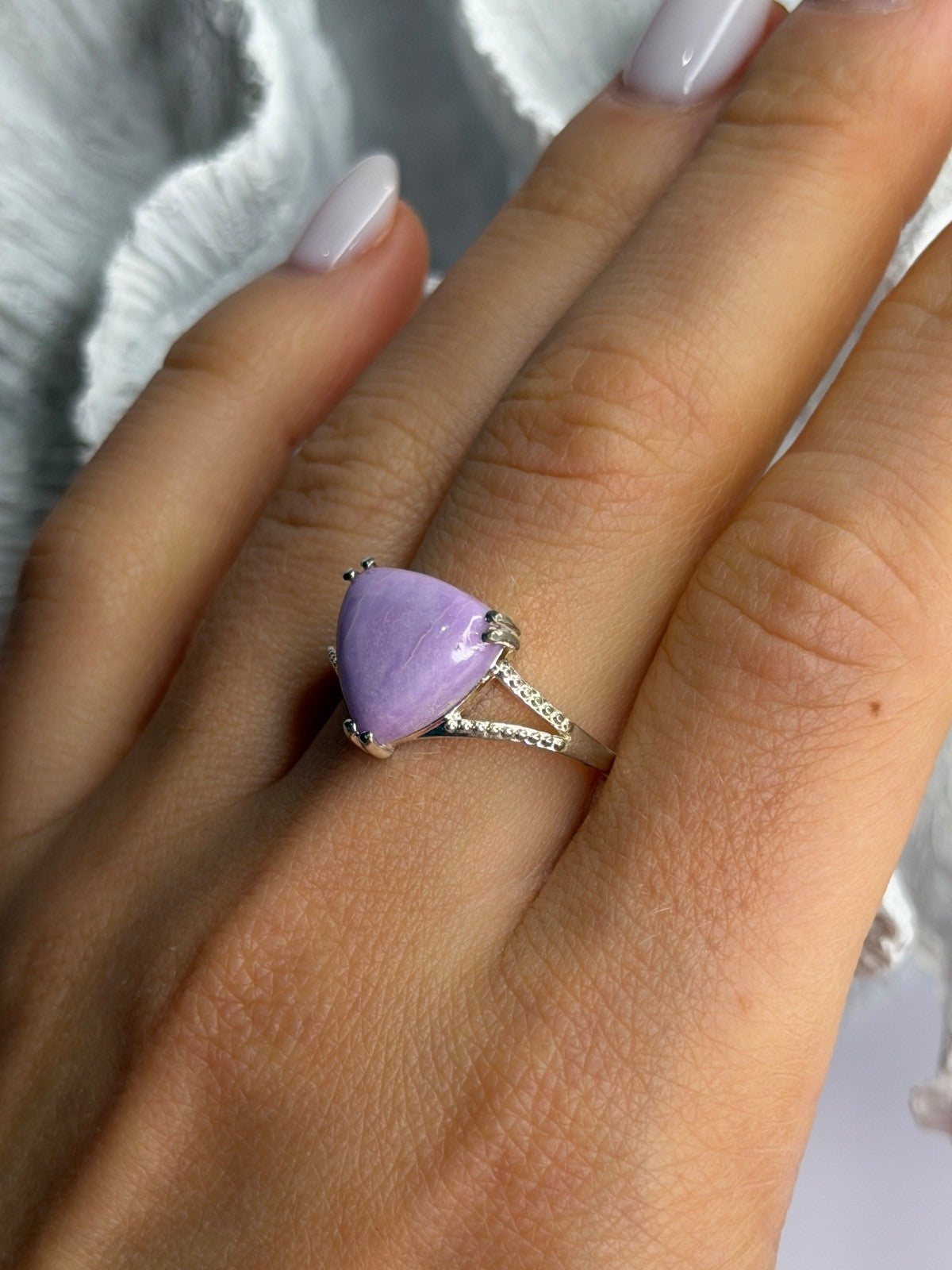 Djoy 925 Sterling Silver Lavender Jade Ring Size 10