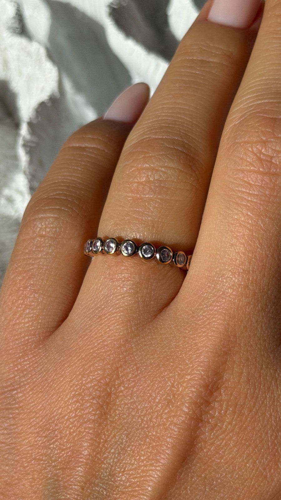 925 Sterling Silver Gold Plated Morganite Ring Size 6