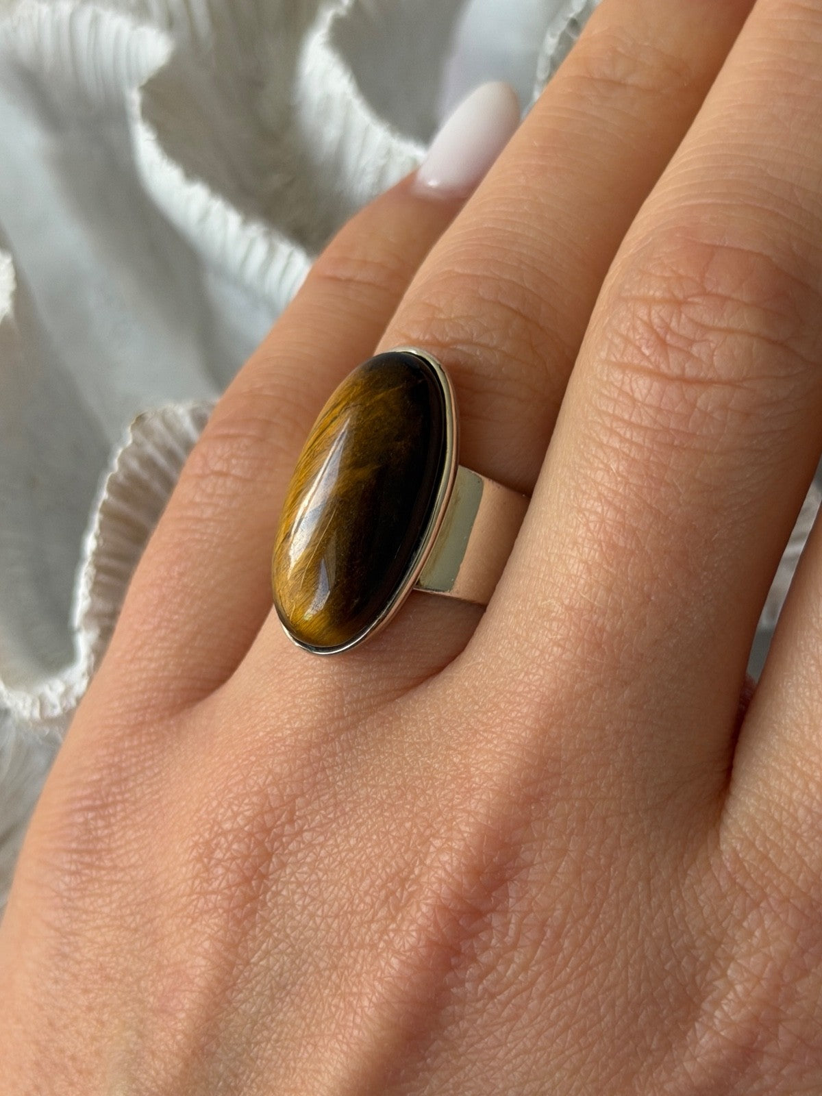 925 Sterling Silver Tigers Eye Ring Size 7