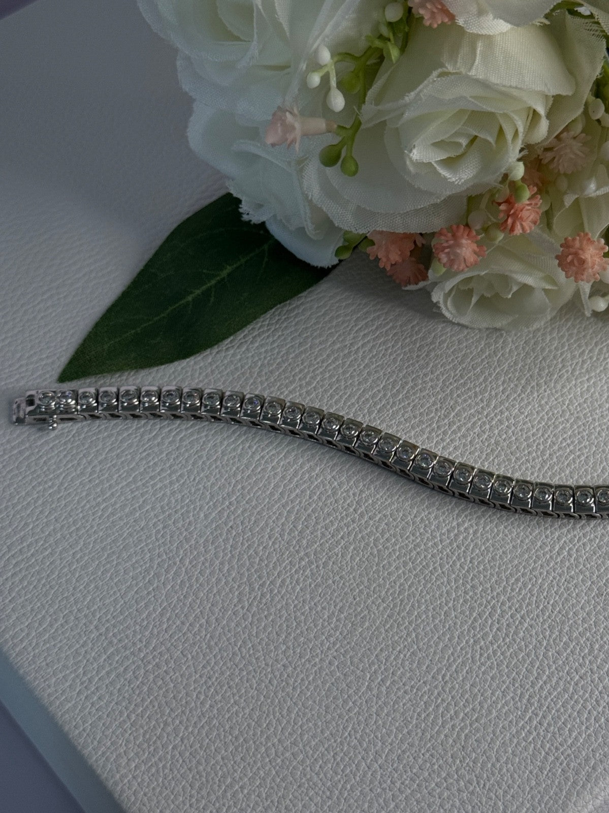 Elegant 925 Sterling Silver CZ Bracelet Length 7.5 Inch