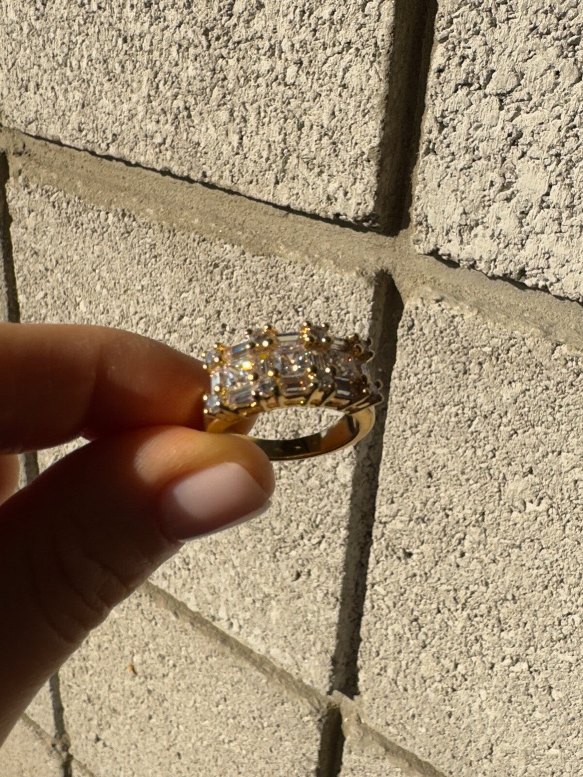 925 Sterling Silver Gold Plated CZ Ring Size 7