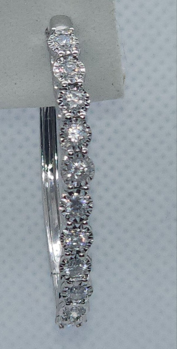10K White Gold Diamonds 0.9 Carat Earrings Length 34 mm