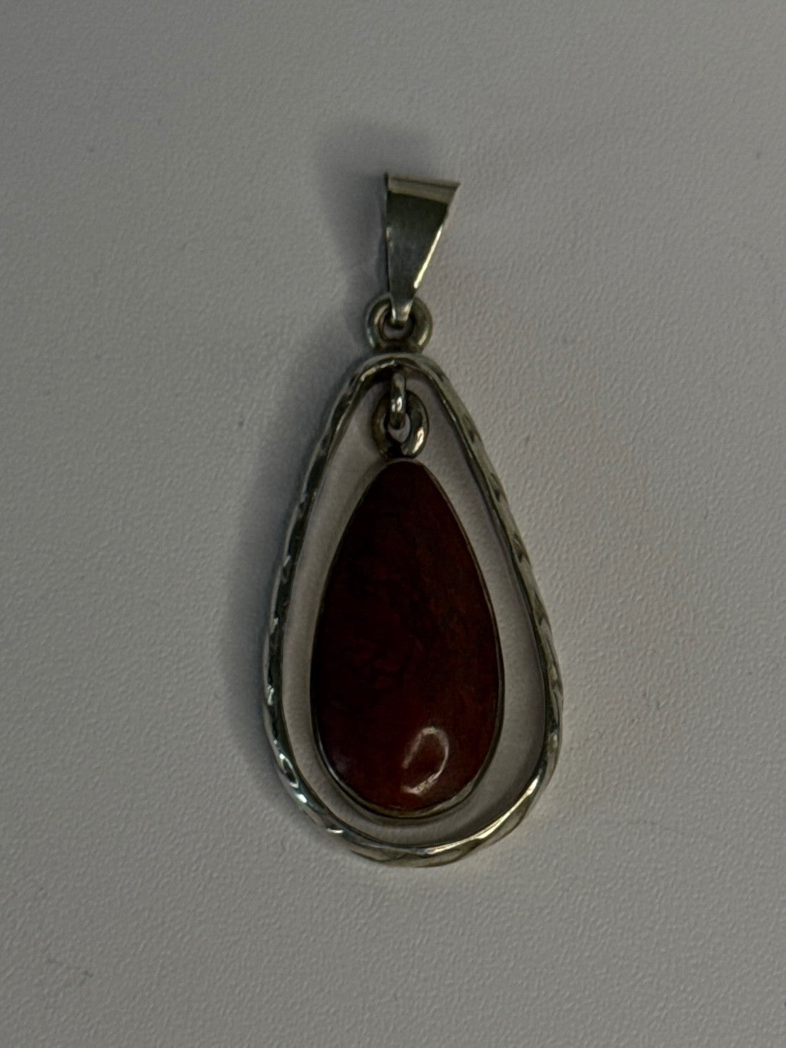 Vintage 925 Sterling Silver Carnelian Pendant Length 1.60 Inch
