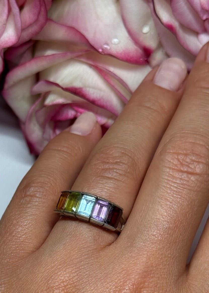 925 Sterling Silver Tourmaline Ring Size 5.5