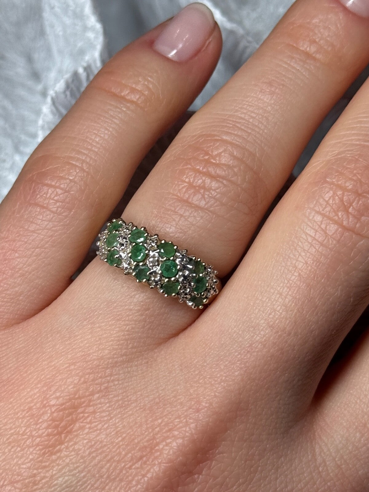 10K Yellow Gold Ring Emerald & Diamond Size 6