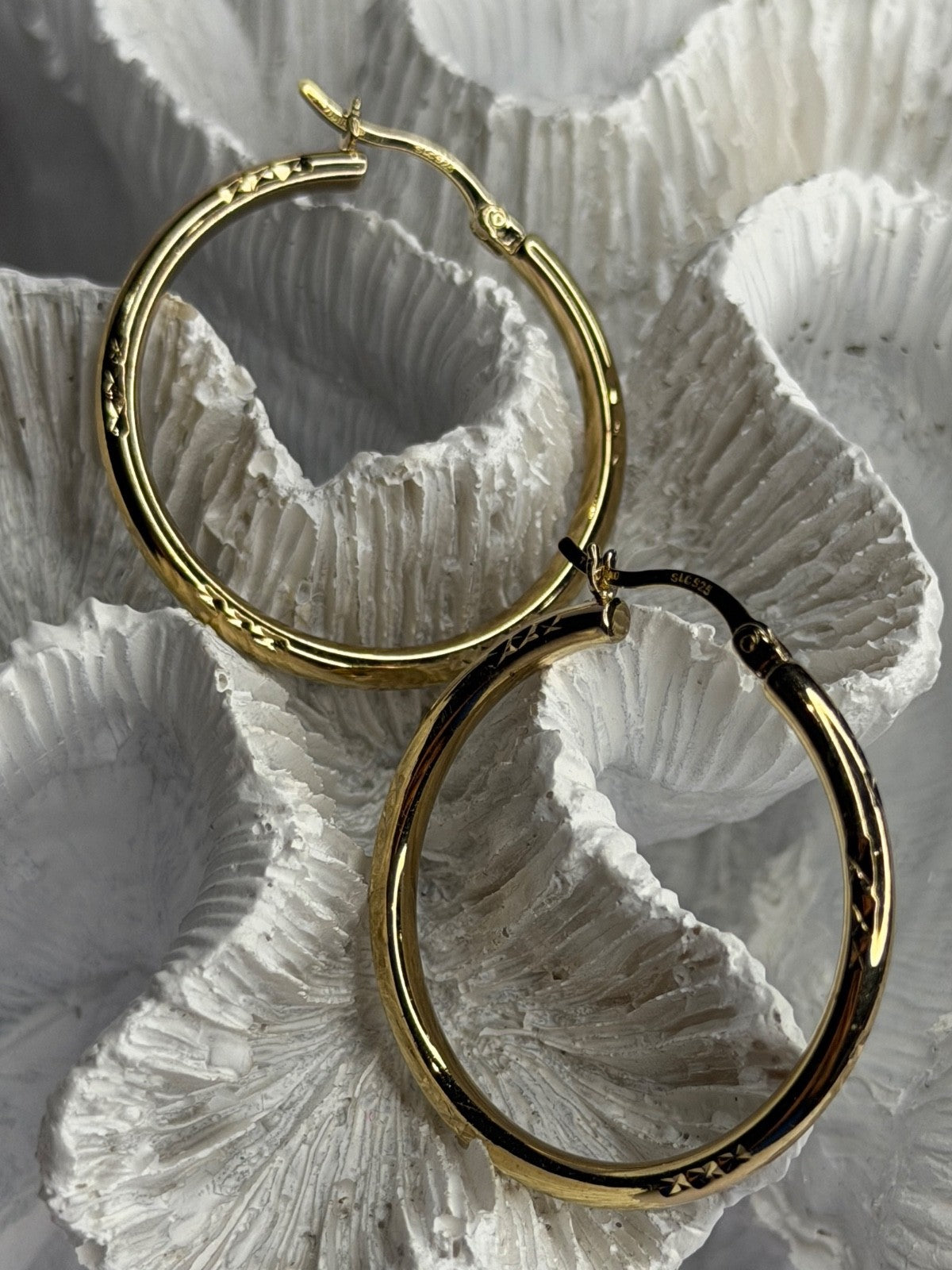 SLC 925 Sterling Silver Gold Plated Hoop Earrings