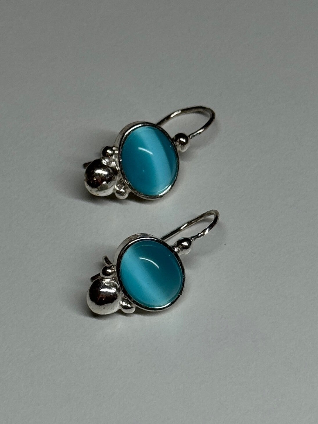 925 Sterling Silver Moon Stone Earrings Length 22 Mm