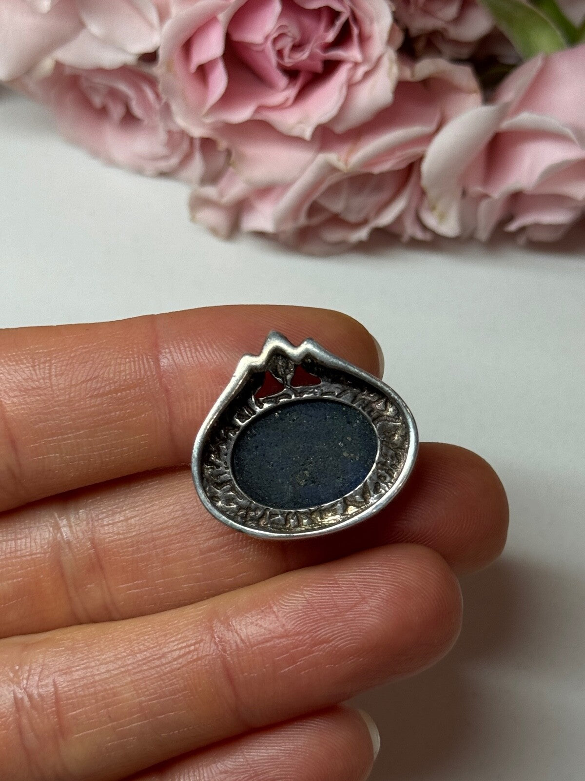 925 Sterling Silver Pendant Sodalite Length 0.9 In