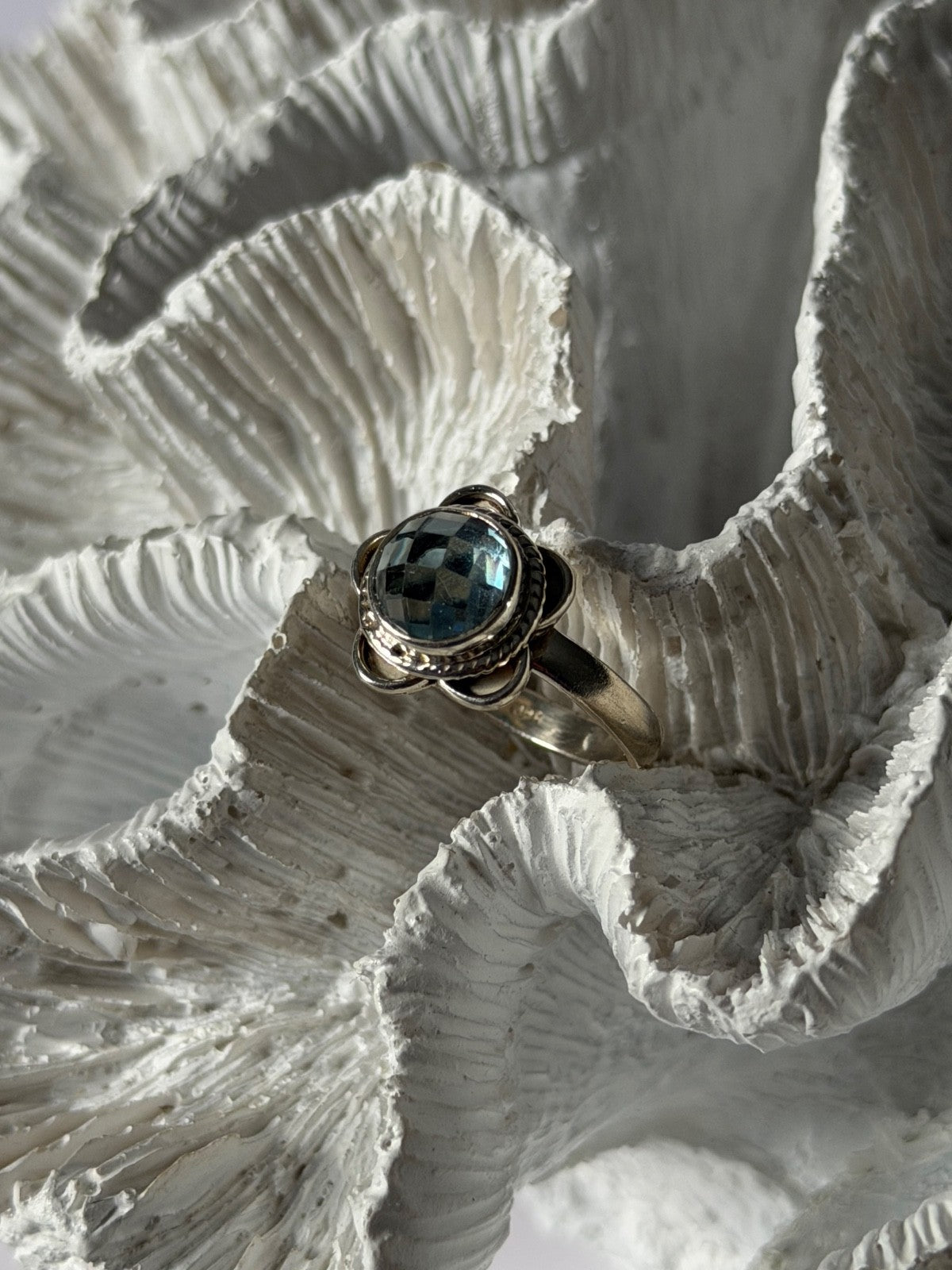 Vintage 925 Sterling Silver Aquamarine Ring Size 8