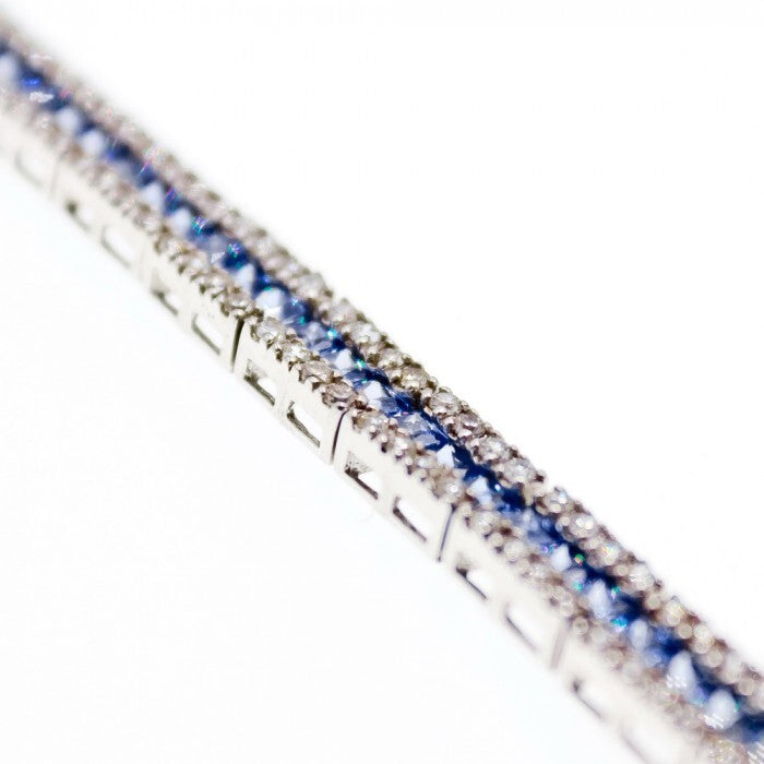 925 Sterling Silver Tanzanite & CZ Bracelet Size 7.5 IN