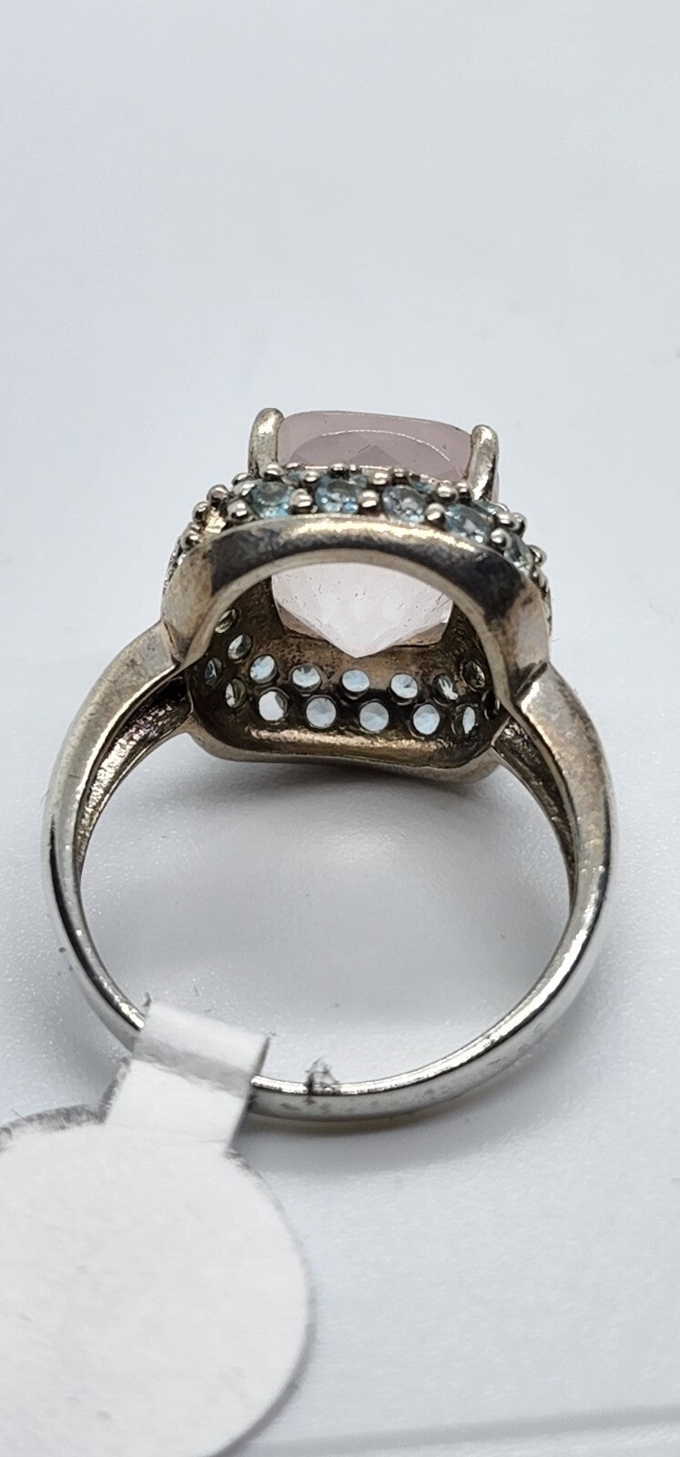 925 Sterling Silver Quartz & Zircon Ring Size 8