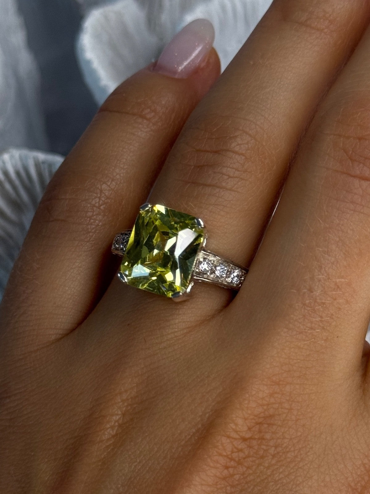 925 Sterling Silver Lemon Quartz Ring Size 8