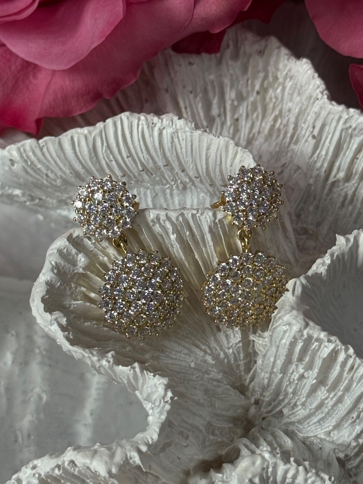925 Sterling Gold Plated Cz Silver Earrings Length 1 inch