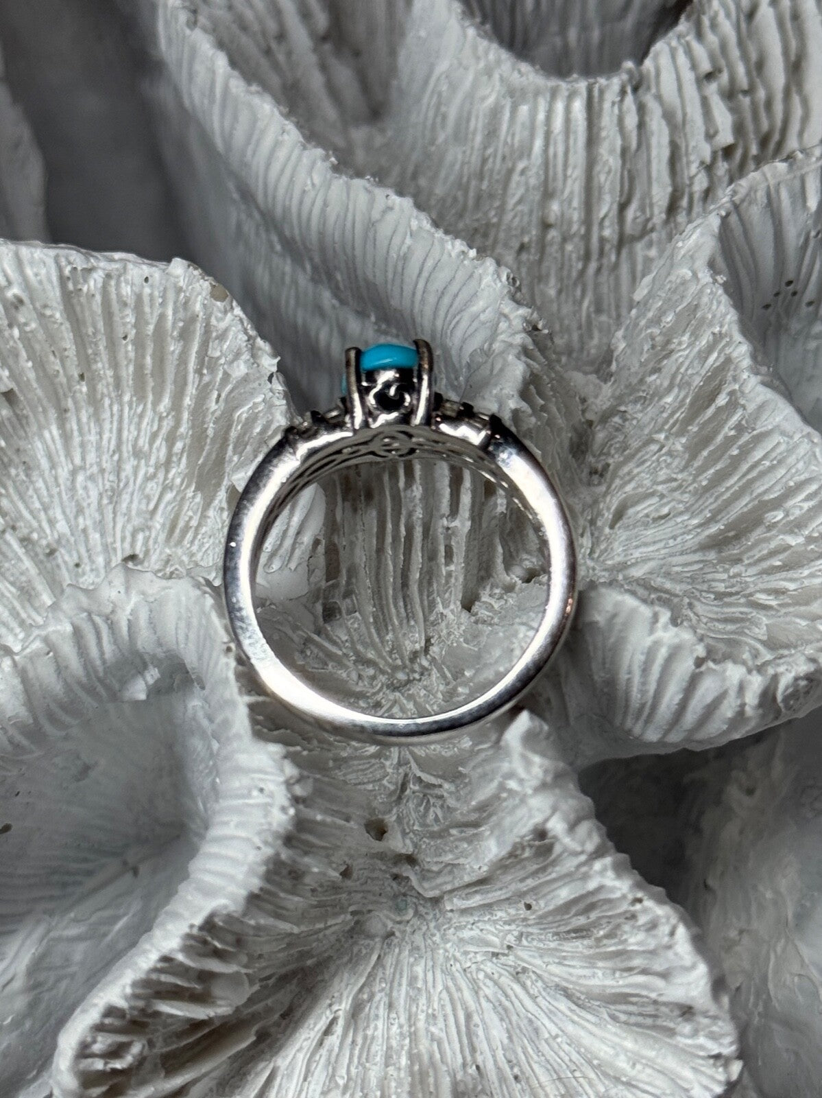 925 Sterling Silver Larimar & Beryl Ring Size 7.5