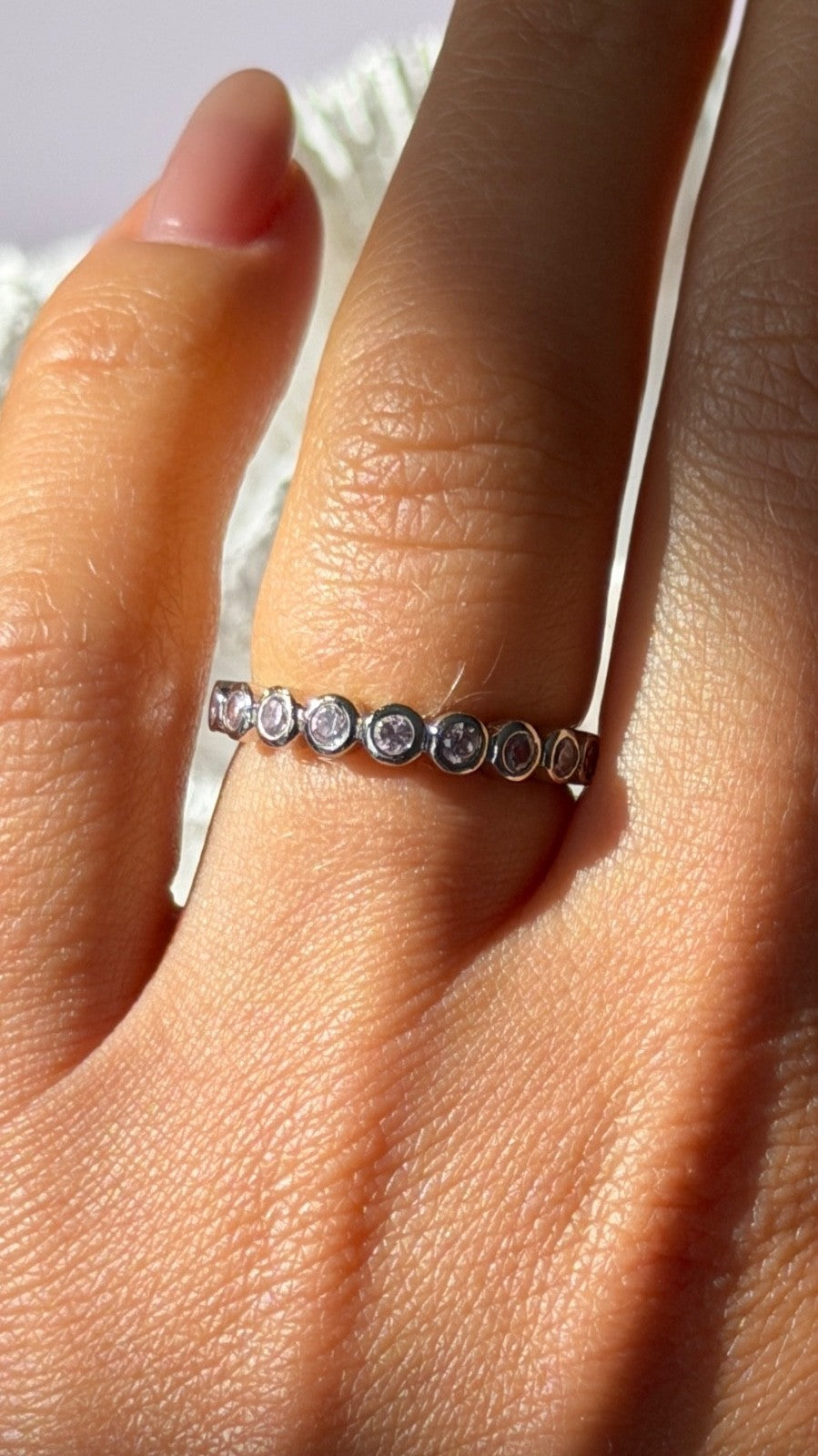 925 Sterling Silver Pink Spinel Ring Size 6