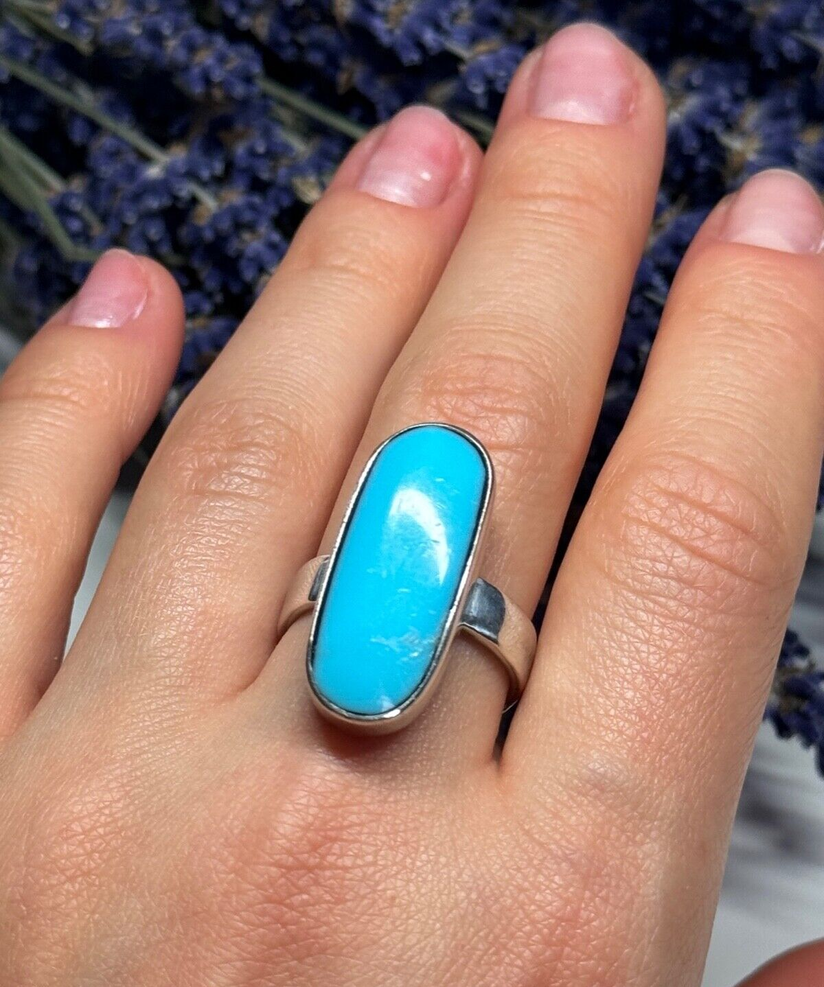 925 Sterling Silver Larimar Ring Size 8